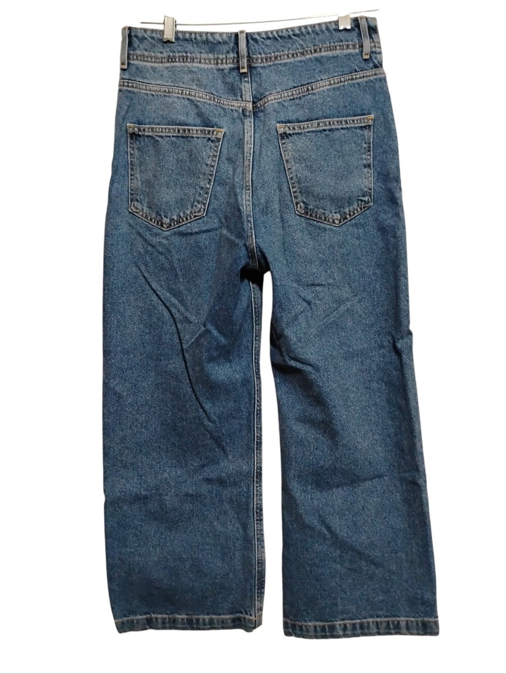 FOREVER 21 Women's Wide-Leg Blue Denim Jeans Front Applied Featured Pockets 26 - Picture 3 of 7